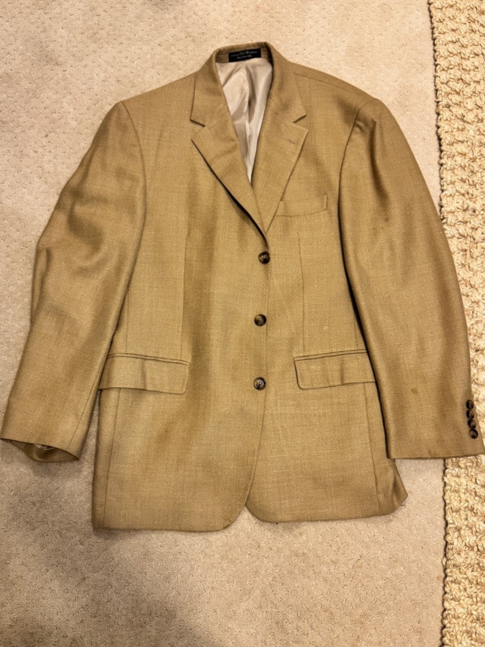 Gianfranco Ruffini Suit Jacket Mens 42R Tan 3 Button Sport Coat Blazer Silk Wool